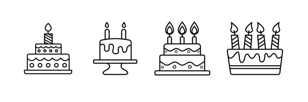 Birthday cake vector line icon. Happy Birthday.