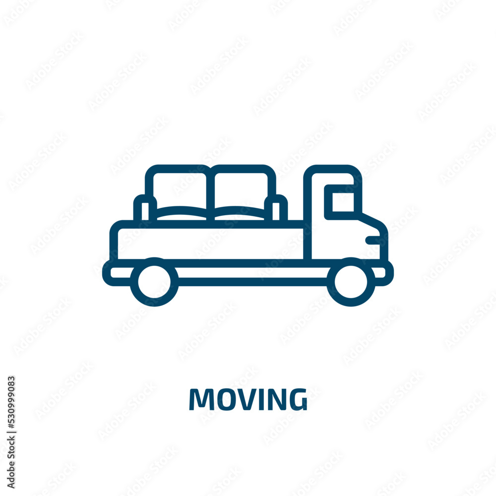 Poster moving icon from delivery and logistic collection. thin linear moving, direction, move outline icon 