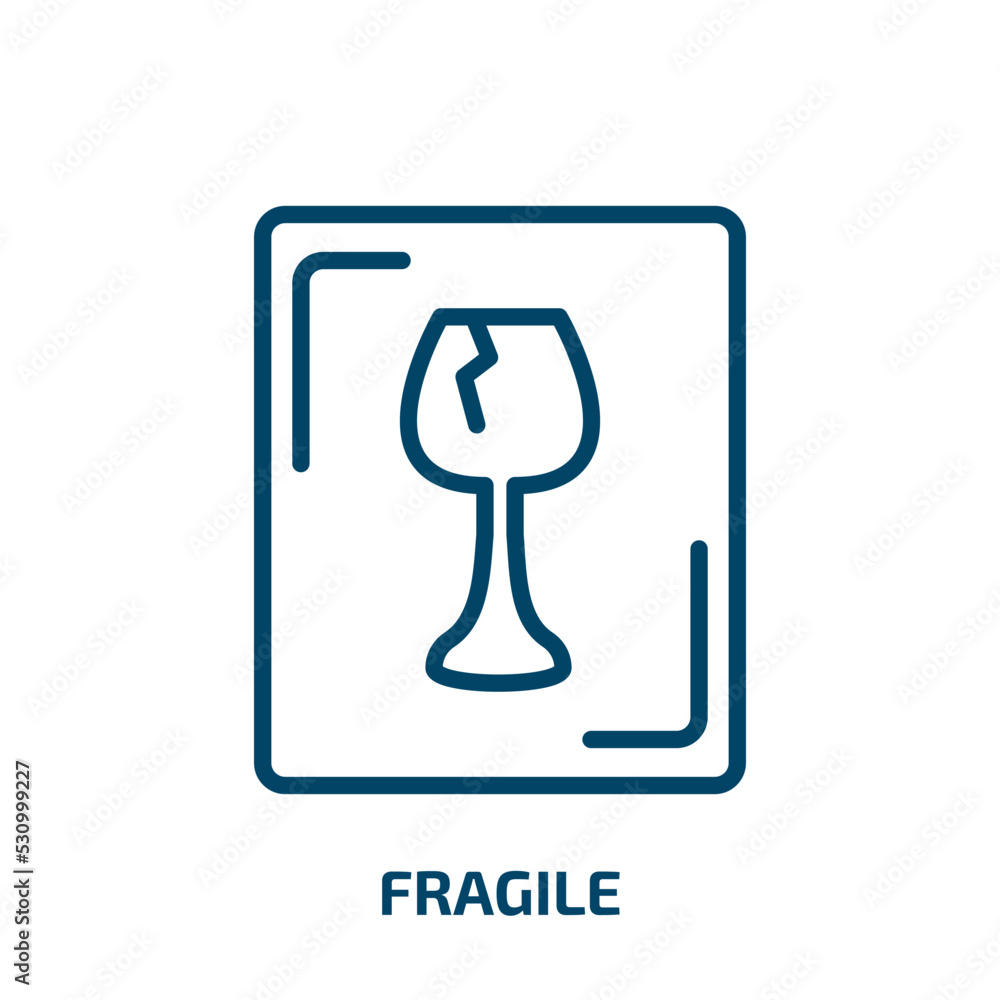 Poster fragile icon from delivery and logistic collection. thin linear fragile, cargo, package outline icon