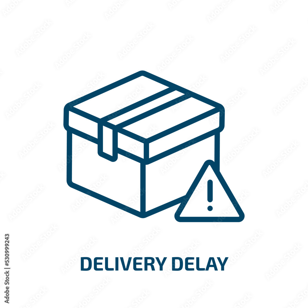 Poster delivery delay icon from delivery and logistic collection. Thin linear delivery delay, delivery, delay outline icon isolated on white background. Line vector delivery delay sign, symbol for web and