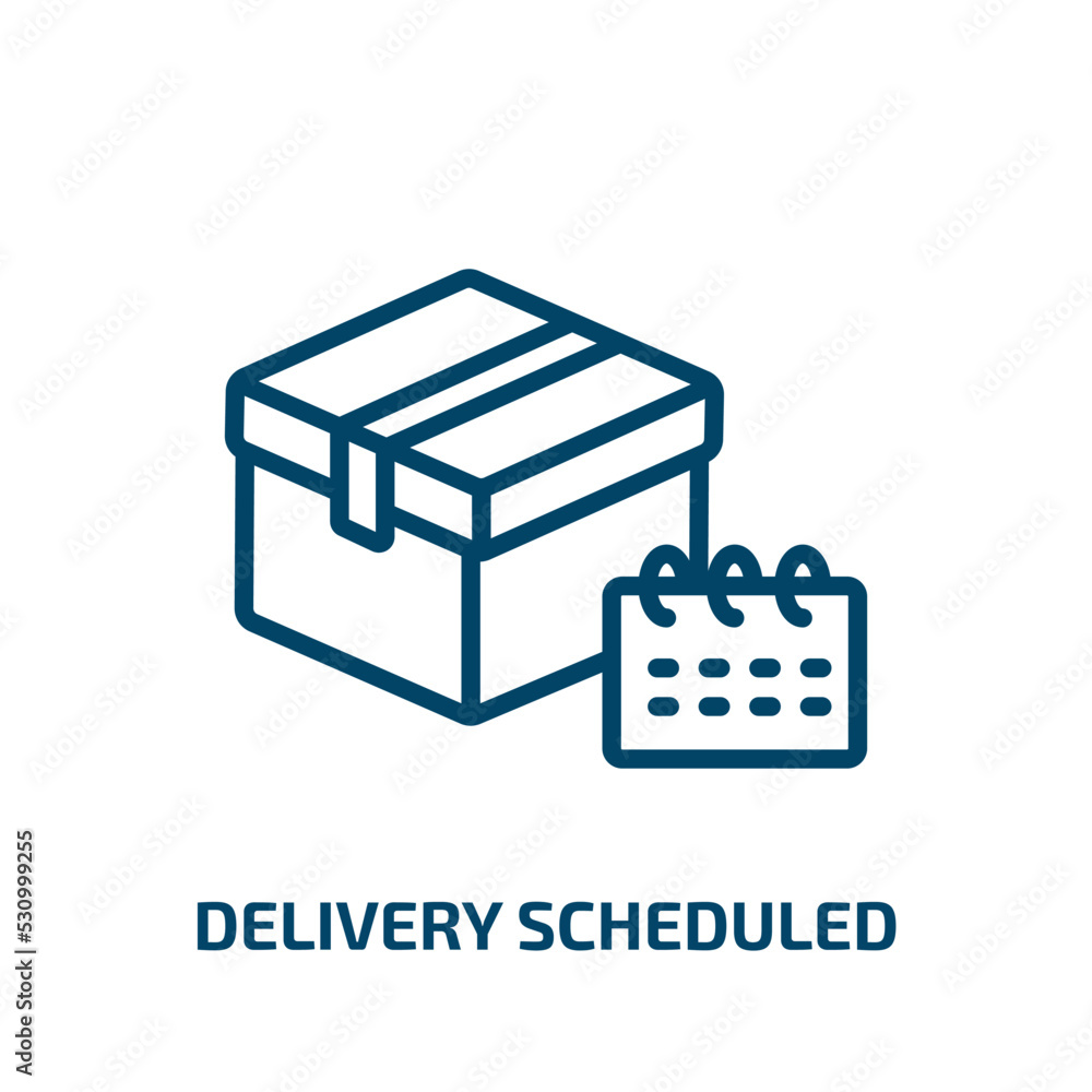 Poster delivery scheduled icon from delivery and logistic collection. thin linear delivery scheduled, deliv