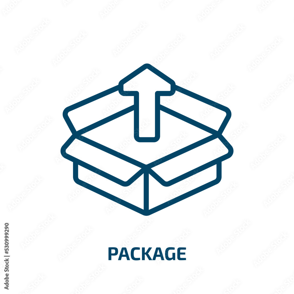 Poster package icon from delivery and logistic collection. thin linear package, business, bag outline icon 