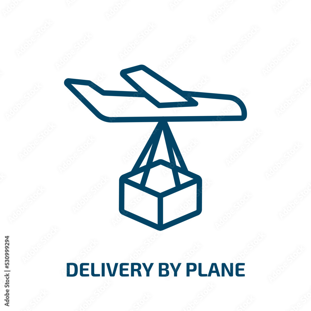 Poster delivery by plane icon from delivery and logistic collection. thin linear delivery by plane, plane, 