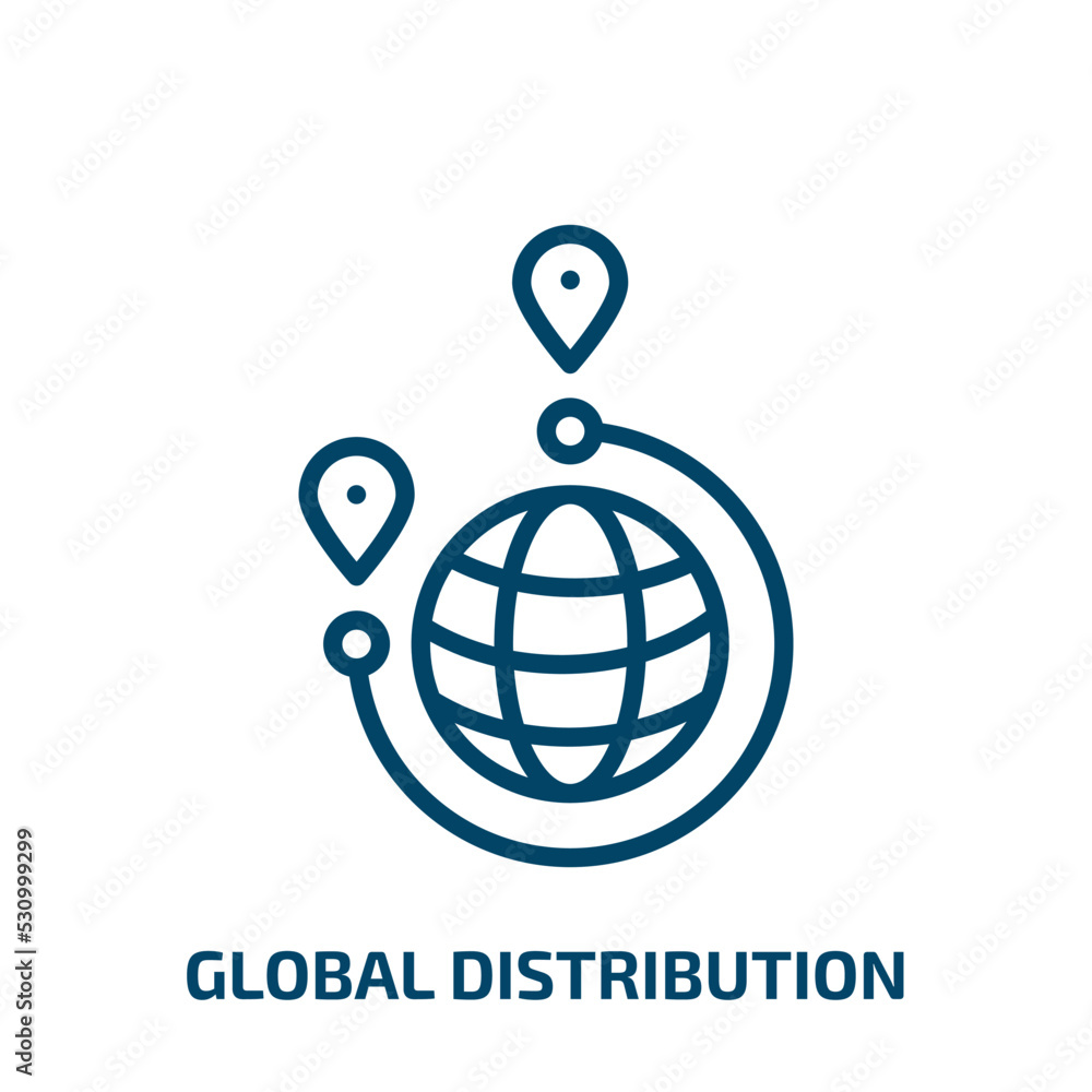 Poster global distribution icon from delivery and logistic collection. thin linear global distribution, dis