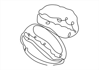 Coffee bean icon, caffeine symbol. line-continuous line drawing