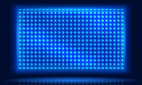 Led screen. Video display, lcd dot pixels wall and diodes glow light grid vector background