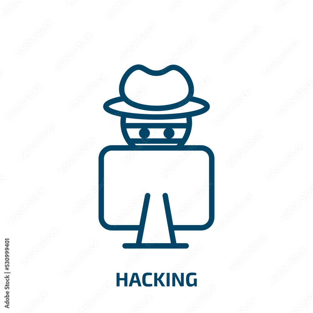 Aufkleber hacking icon from cyber collection. thin linear hacking, internet, computer outline icon isolated on