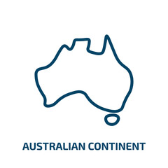 australian continent icon from culture collection. Thin linear australian continent, country, state outline icon isolated on white background. Line vector australian continent sign, symbol for web and