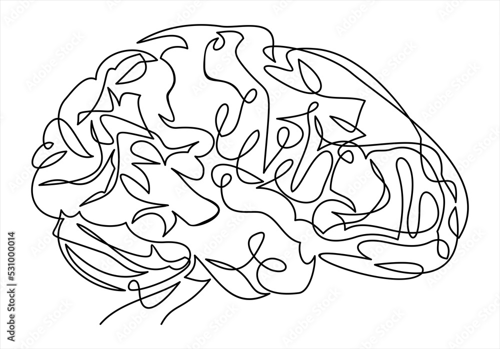 Poster line brain-continuous line drawing