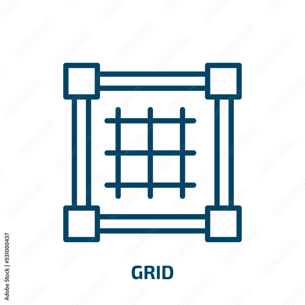 Aufkleber grid icon from creative pocess collection. thin linear grid, app, simple outline icon isolated on wh