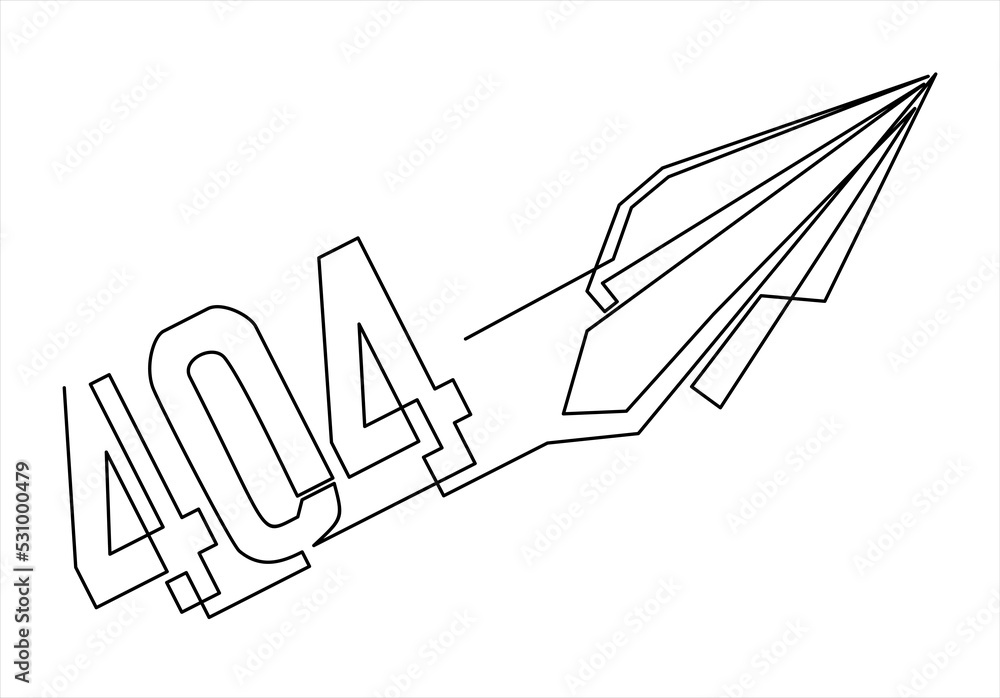 Poster design 404 error. concept illustration for page 404-continuous line drawing