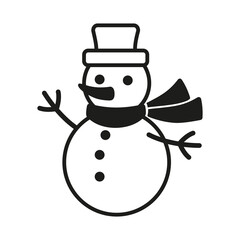 Vector winter logo design. Black and white snowman icon