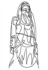 Muslim woman linear icon. Hijab