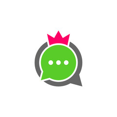 Chat King Logo Design Template. Crown Chat logo concept vector. Creative Icon Symbol