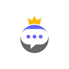 Chat King Logo Design Template. Crown Chat logo concept vector. Creative Icon Symbol