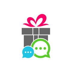Gift Chat Logo Design Template. Chat Gift logo concept vector. Creative Icon Symbol