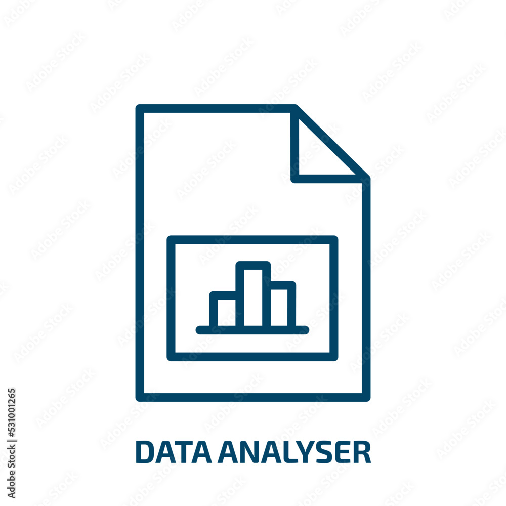 Poster data analyser icon from computer collection. thin linear data analyser, analyse, data outline icon i