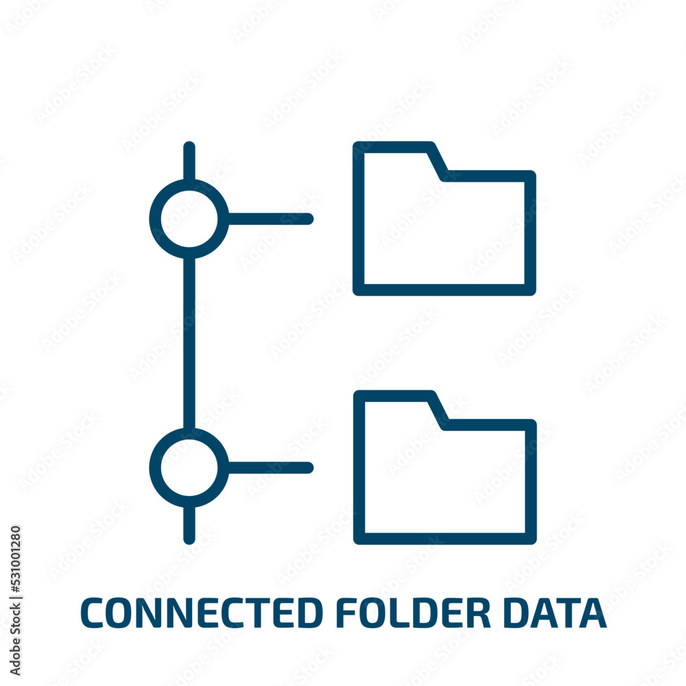 Poster connected folder data icon from computer collection. thin linear connected folder data, data, cloud 