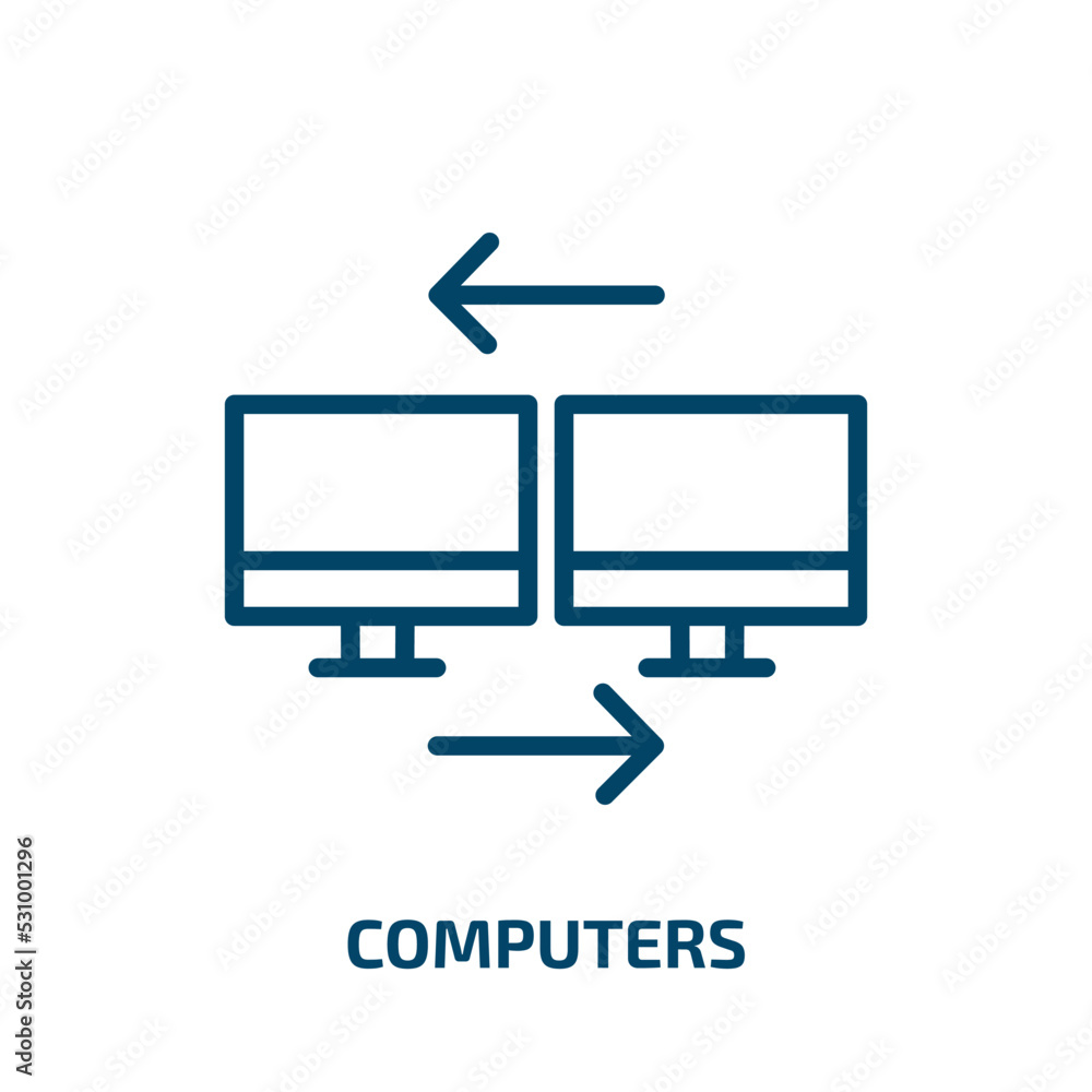 Poster computers icon from computer collection. thin linear computers, computer, button outline icon isolat