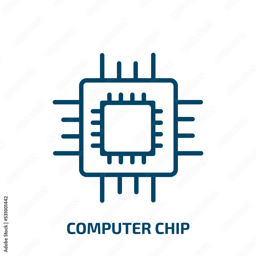Poster computer chip icon from computer collection. thin linear computer chip, computer, chip outline icon 