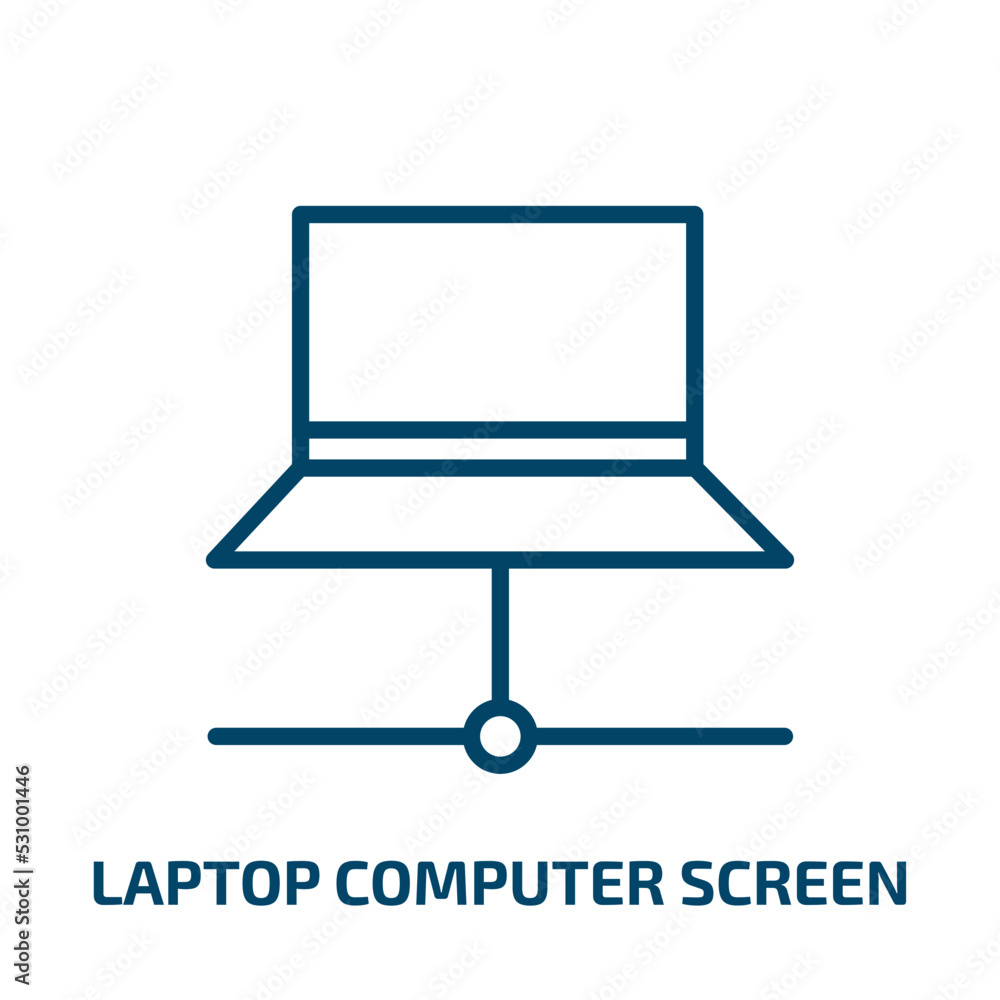 Poster laptop computer screen icon from computer collection. thin linear laptop computer screen, screen, la