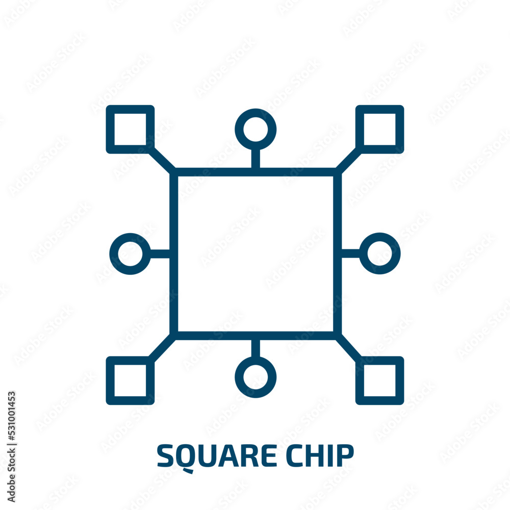 Poster square chip icon from computer collection. thin linear square chip, square, chip outline icon isolat
