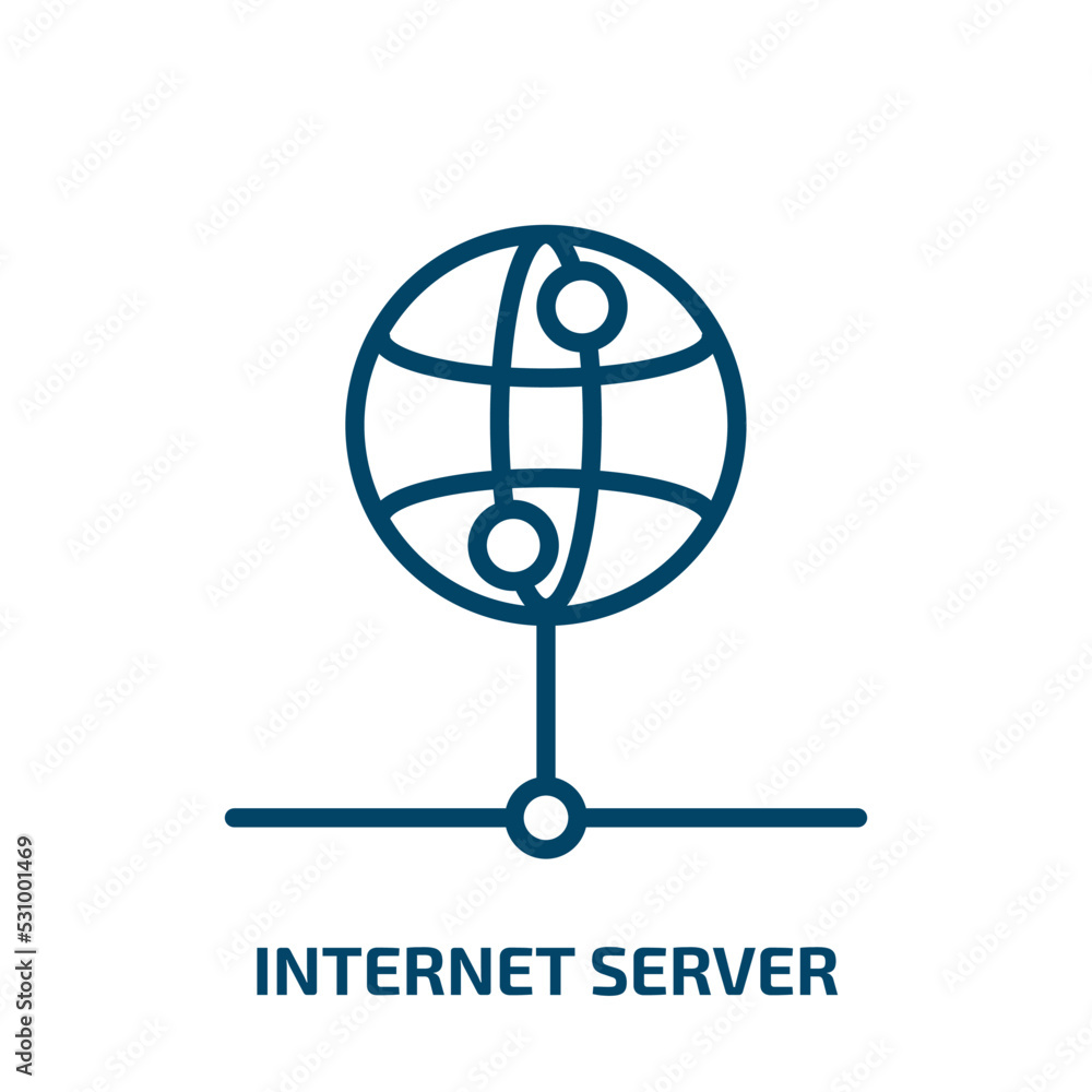 Poster internet server icon from computer collection. thin linear internet server, data, cloud outline icon