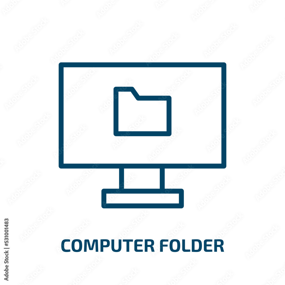 Poster computer folder icon from computer collection. thin linear computer folder, file, folder outline ico