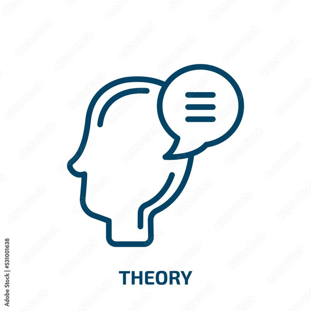 Poster theory icon from communications collection. thin linear theory, science, atom outline icon isolated 