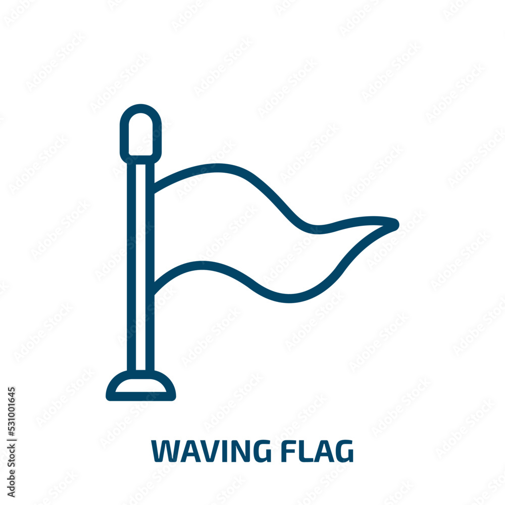 Poster waving flag icon from communications collection. thin linear waving flag, flag, waving outline icon 