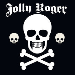 Pirate's flag with skull, Jolly Roger, grunge vintage design t shirts
