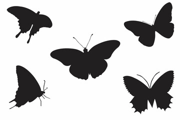Set of butterfly silhouettes