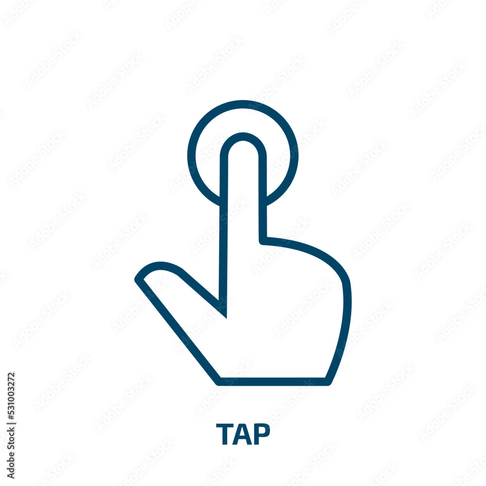 Poster tap icon from cleaning collection. thin linear tap, interface, pointer outline icon isolated on whit