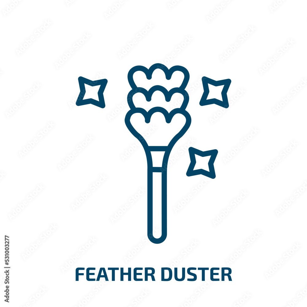 Poster feather duster icon from cleaning collection. thin linear feather duster, feather, duster outline ic