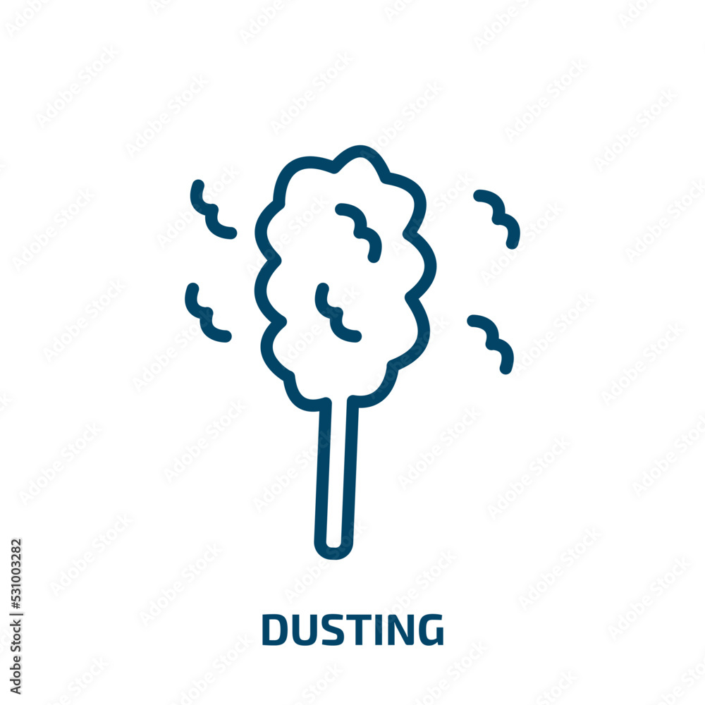Poster dusting icon from cleaning collection. thin linear dusting, dust, clean outline icon isolated on whi
