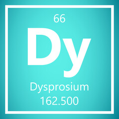 Dysprosium Dy Periodic Table of Elements, Atomic Mass Vector Illustration Molecule.
