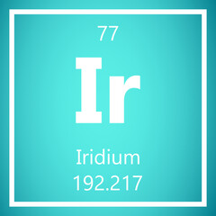 Iridium Ir Periodic Table of Elements, Atomic Mass Vector Illustration Molecule.
