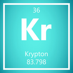 Krypton Kr Periodic Table of Elements, Atomic Mass Vector Illustration Molecule.
