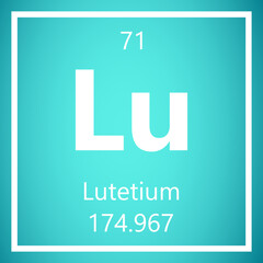 Lutetium Lu Periodic Table of Elements, Atomic Mass Vector Illustration Molecule.
