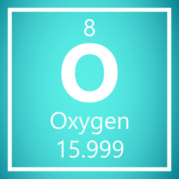 Oxygen O O2 Periodic Table of Elements, Atomic Mass Vector Illustration Molecule.

