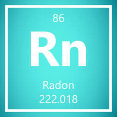 Radon Rn Periodic Table of Elements, Atomic Mass Vector Illustration Molecule.
