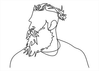 Continuous one line drawing of man portrait. Hairstyle. Fashionable men's style.