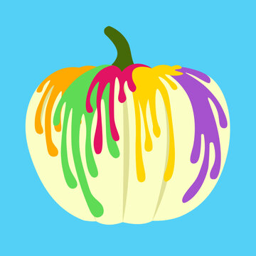 pumpkin painted with colorful paint