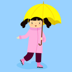girl in autumn clothes under an umbrella