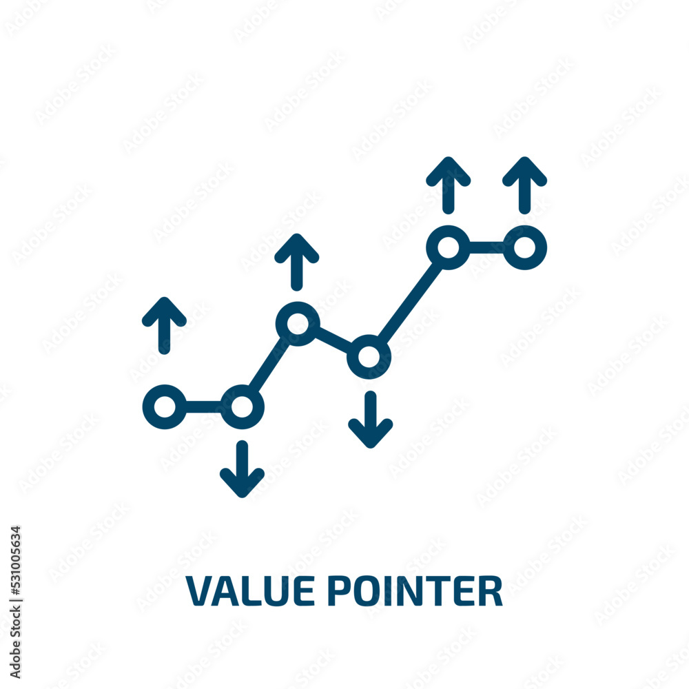 Aufkleber value pointer icon from business collection. thin linear value pointer, pointer, clock outline icon 