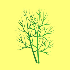 Fototapeta premium dill stalk on yellow background