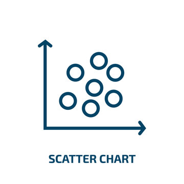 scatter chart icon from business collection. Thin linear scatter chart, data, presentation outline icon isolated on white background. Line vector scatter chart sign, symbol for web and mobile