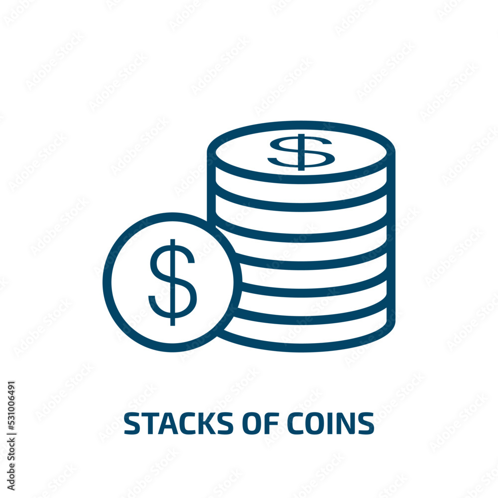 Poster stacks of coins icon from business collection. thin linear stacks of coins, stack, cash outline icon