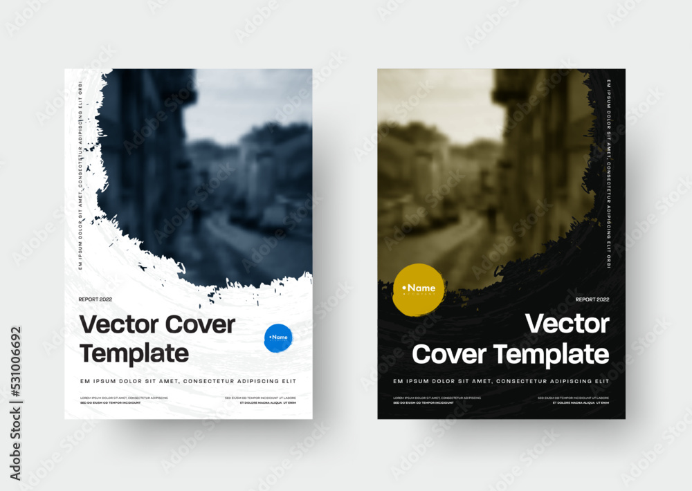 Poster vector cover template with round grunge elements for photo
