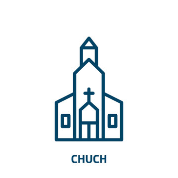 chuch icon from buildings collection. Thin linear chuch, tower, religion outline icon isolated on white background. Line vector chuch sign, symbol for web and mobile
